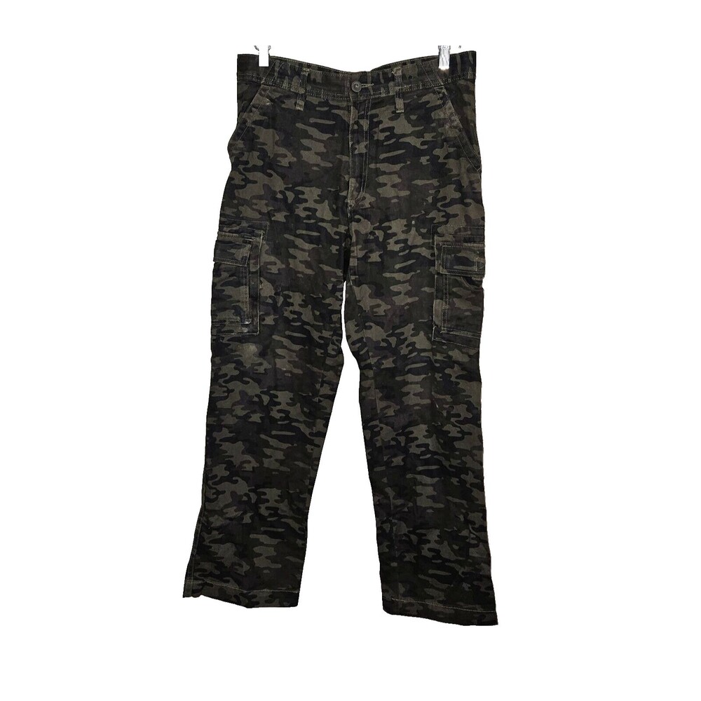 George & Martha Camo Jeans Men 32x30 Green Mid Rise Cargo Cotton Hunting